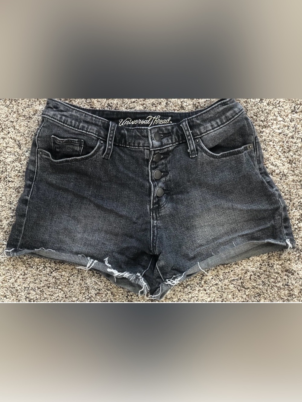 Universal Thread Womens Black Denim Distressed Jean Shorts Sz 0/25R Stretch